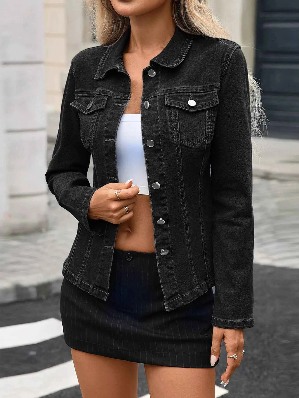 Button Up Long Sleeve Denim Jacket 1ba76d8c4fde478dbd90584252734902-Max-Origin