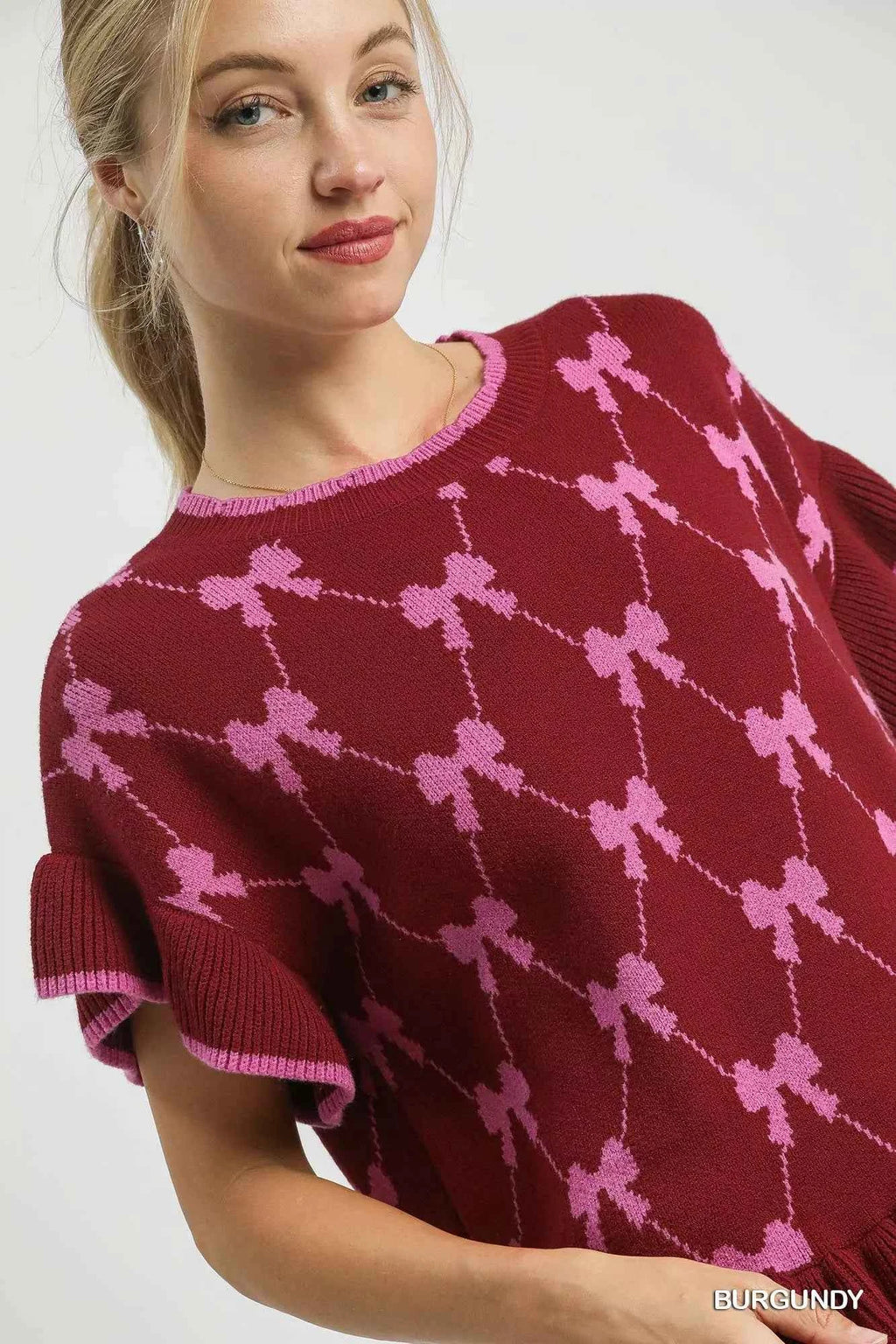 Umgee Bow Knit Ruffle Sleeve Sweater 1bf8dc64-fe94-49bd-84ca-4e033c49dc61-Max-Origin