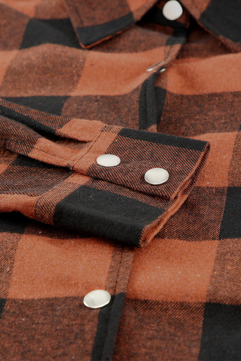 Brown & Black Plaid Collared Botton Down Long Shirt Shacket 1c0350bb1f09ba70