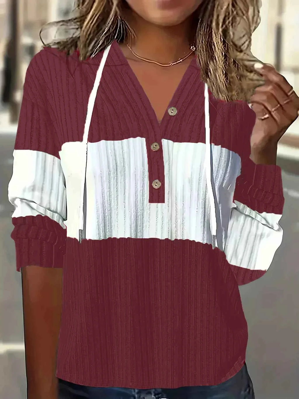 Color Block Drawstring Long Sleeve Hoodie 1c106a9f-daa6-4a47-845f-30ebedd6f0d4-Max-Origin