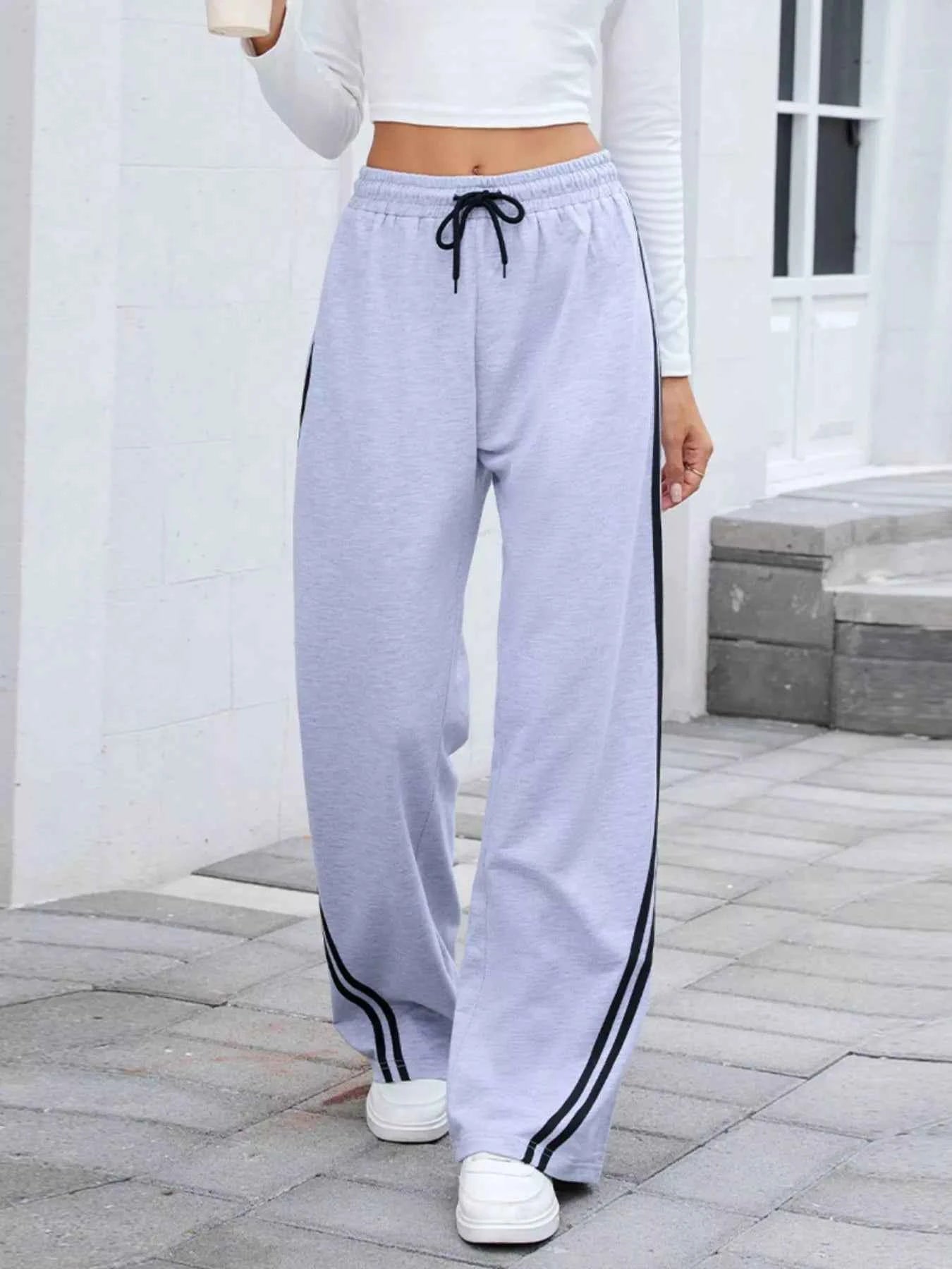 Side Striped Wide Leg Pants Light Gray 1c76a8b0-d665-4679-b51f-eb7b20c47a1b-Max-Origin