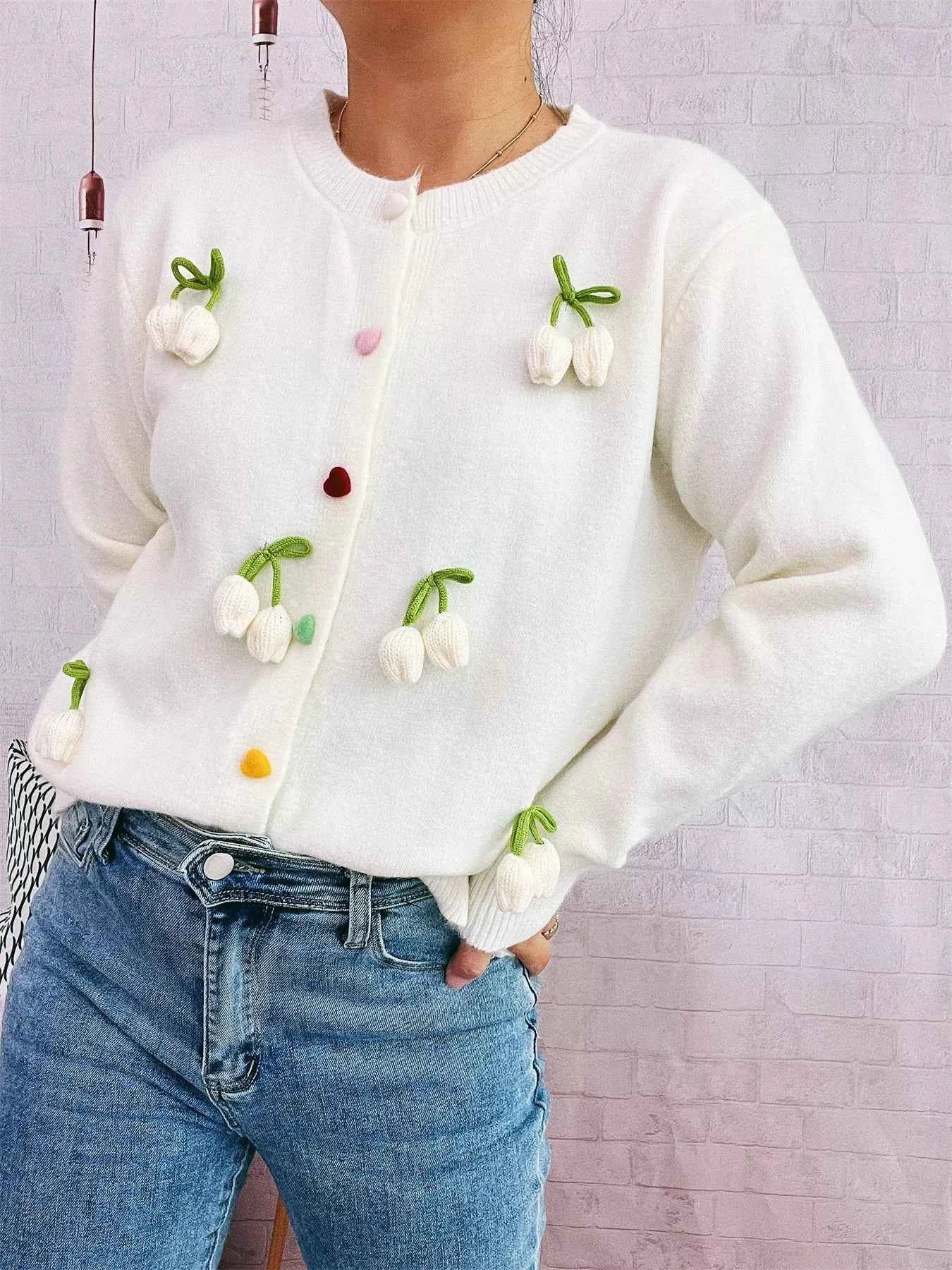 Flower Button Up Long Sleeve Cardigan 1c7b3ff14fc649f2a0b4d2570dd1bd00-Max-Origin