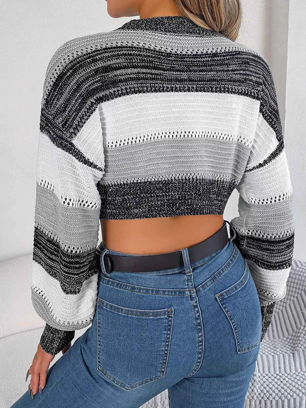 Cropped Striped Color Block Drop Shoulder Sweater 1c879cd319e944c59930f8a360736418-Max-Origin