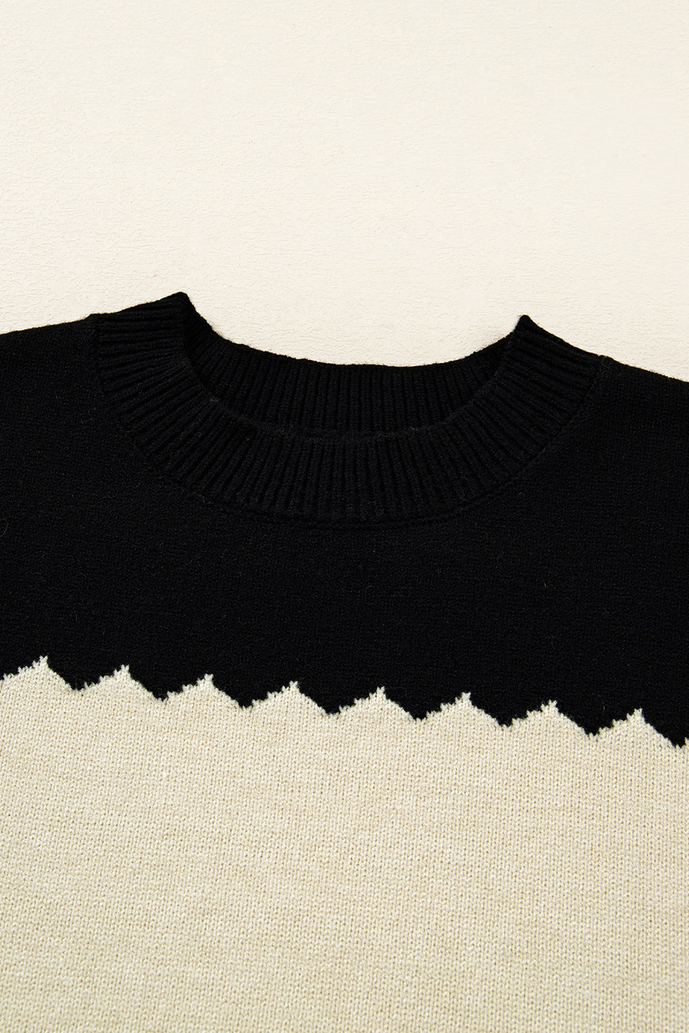 Black Colorblock Crew Neck Drop Shoulder Sweater 1cac4bc316501c48