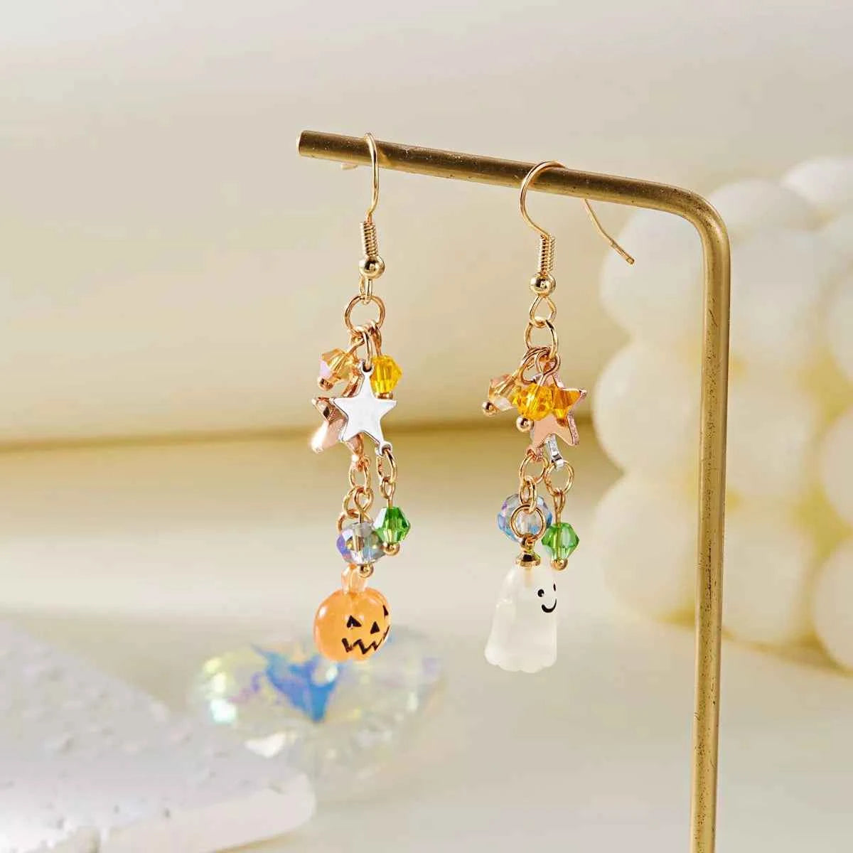 Halloween Asymmetrical Pumpkin Ghost Earrings Style B onesize 1ccb0e83-80ee-4a7f-bf6d-afc9936052c8-Max-Origin