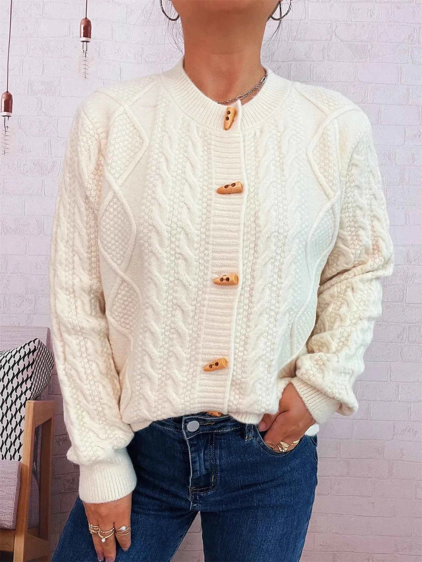 Cable Knit Button-Up Cardigan 1cef1b2570b04d68b04b3e7ae8c84f87-Max-Origin
