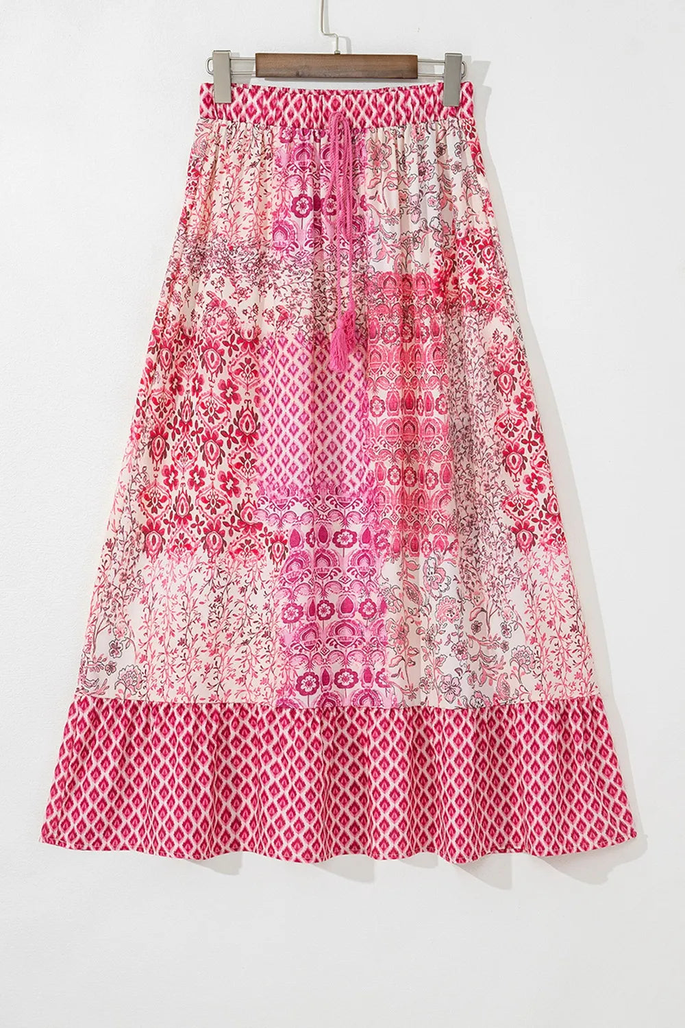 Printed Tassel Drawstring High Waist Maxi Skirt 1cf3a017-3653-45a0-a463-e9b748a152d4-Max