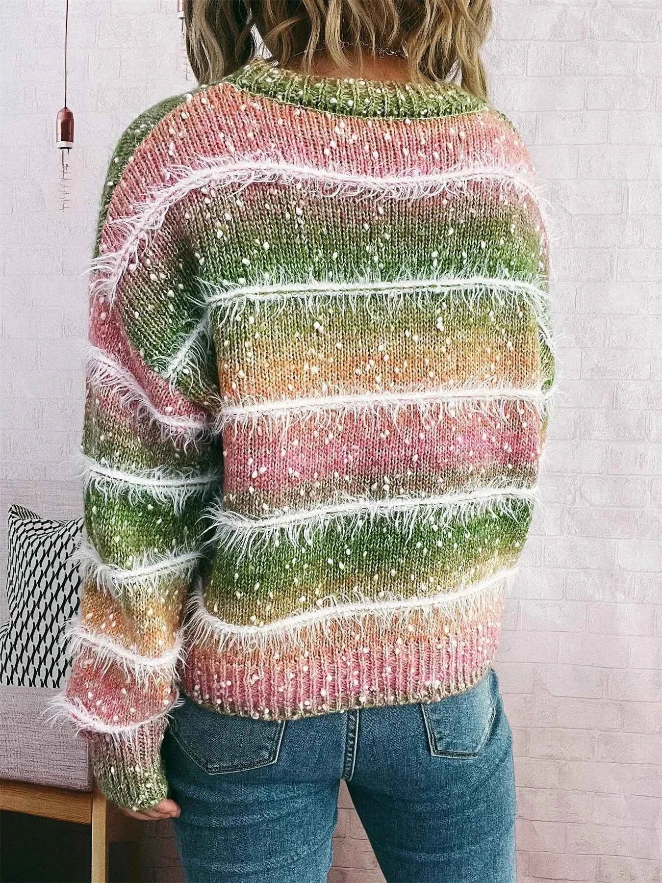 Gradient Striped Round Neck Sweater 1d0ae9da36634ba695f20056536ec9eb-Max-Origin