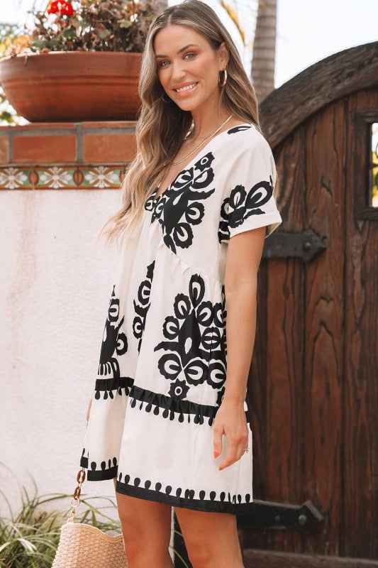 Leyla Vintage High Waist Short Sleeve Dress Black 1d2d6965-0952-4fcd-a5ae-cbb482ce693b