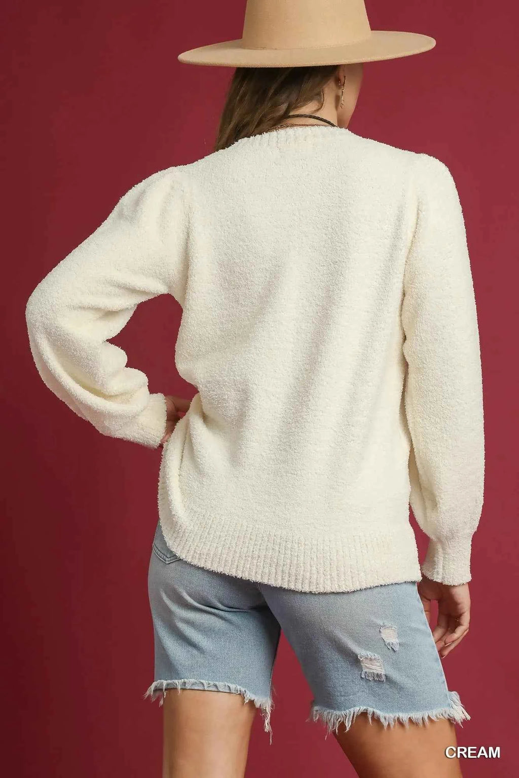 Umgee Textured Long Sleeve Sweater with Ribbed Trim 1d5f3f92-1805-4630-bb6f-5a7cb7f0ecb5-Max-Origin