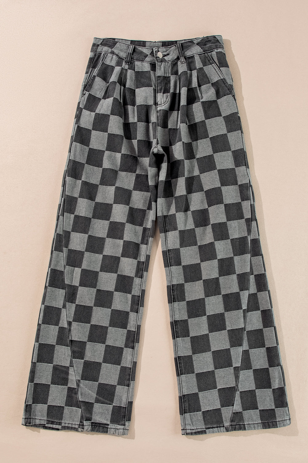 Dusk Blue Checkered Light Washed Wide Leg Jeans 1d6da9bedad9b61e