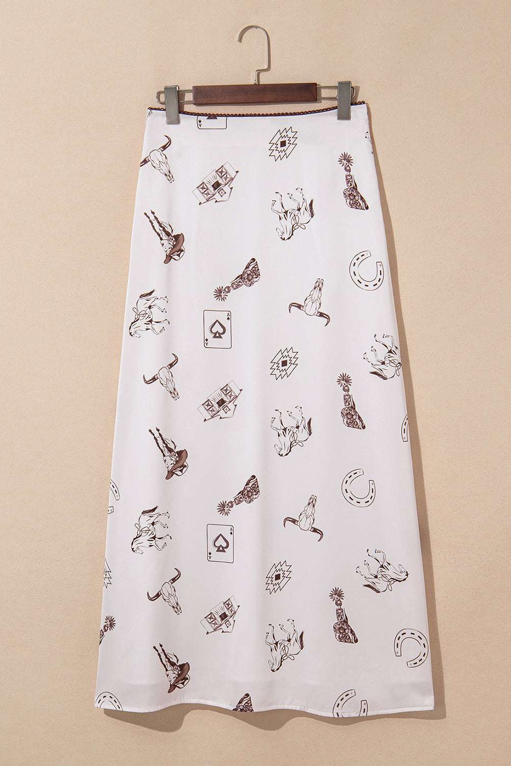 Beige Vintage Print Satin Maxi Skirt 1d89209e07f80837-_3