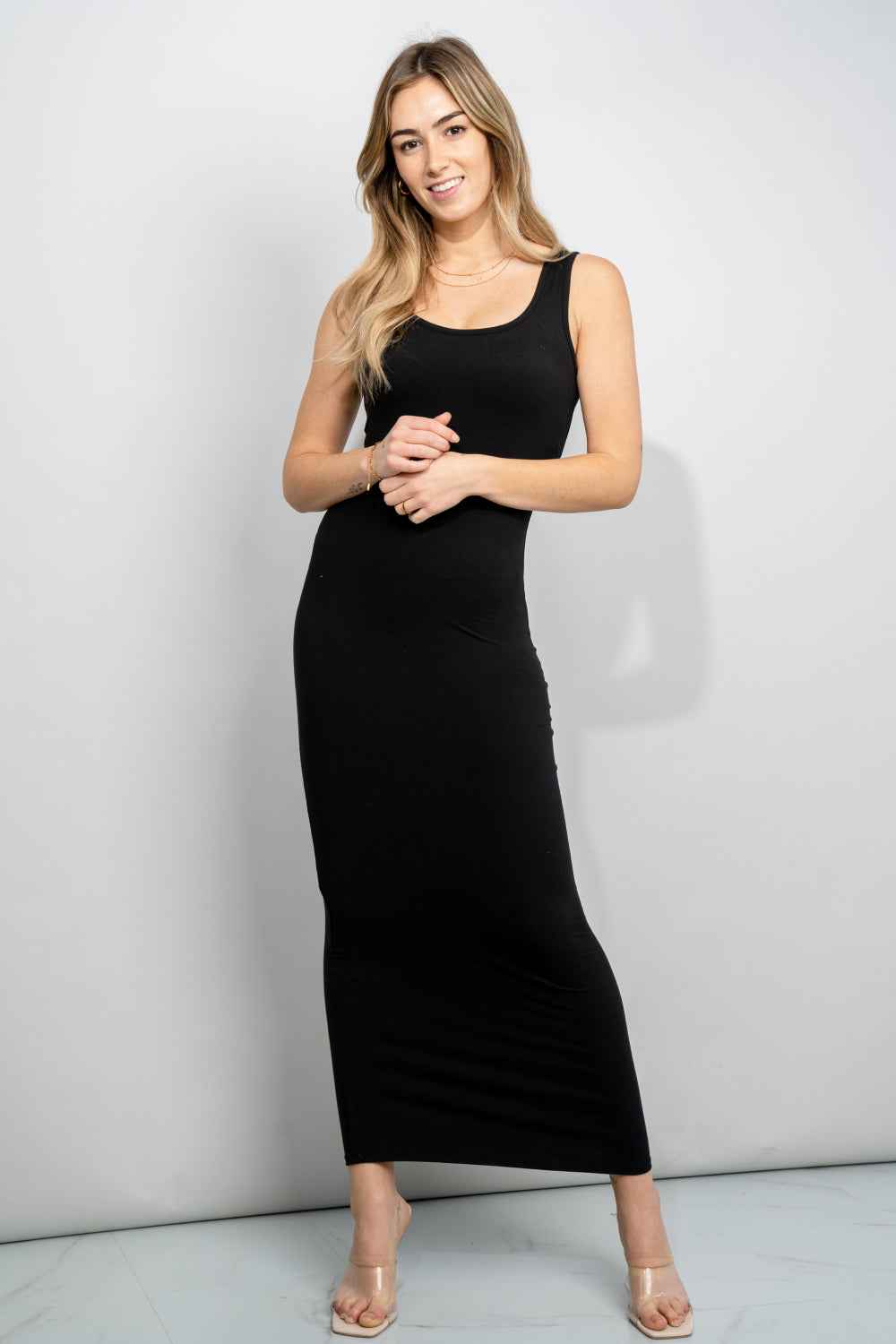Zenana Scoop Neck Sleeveless Maxi Dress Black 1d900f934d684c15b6f3ed4446a399f3-Max