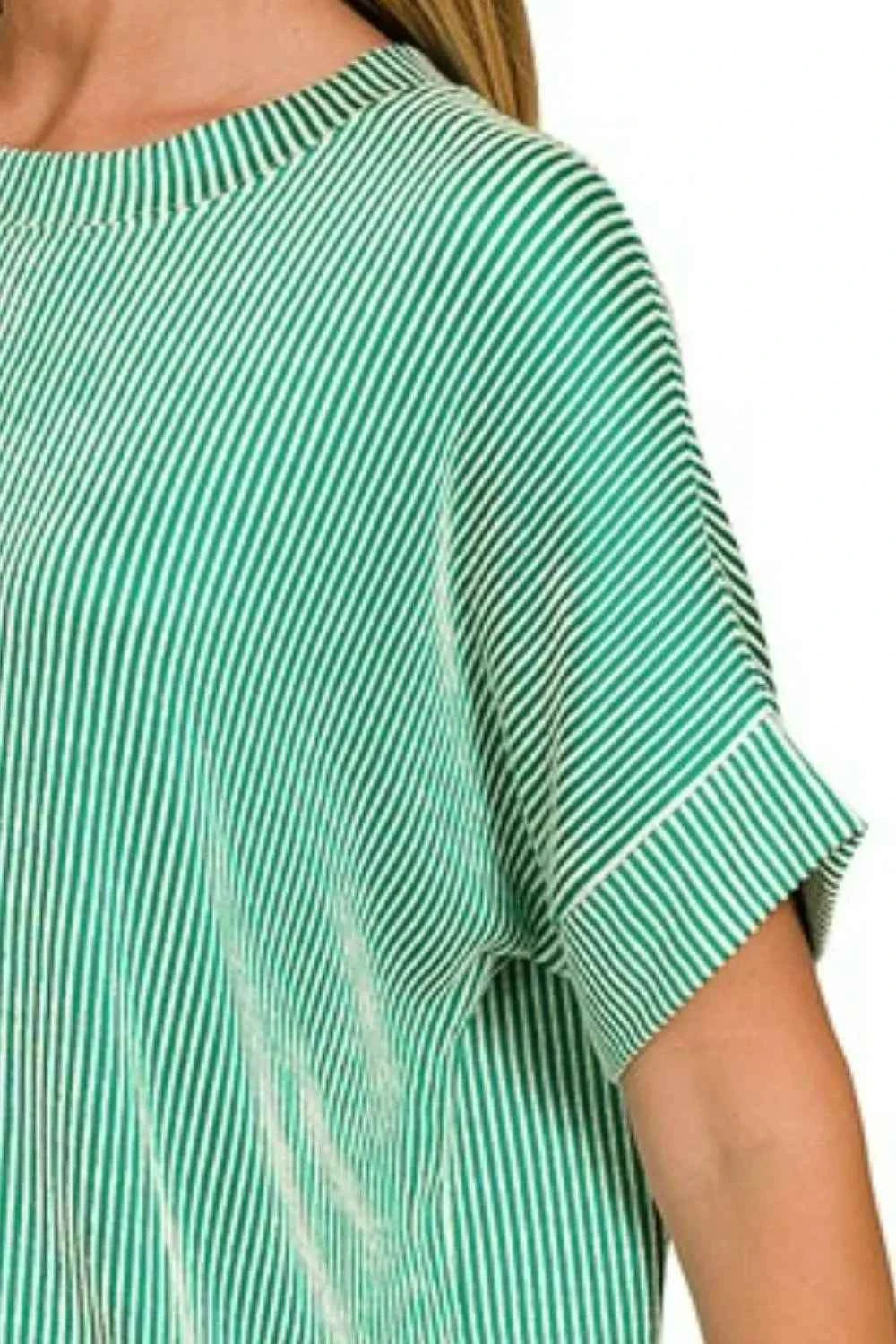 Zenana Corded Rib Short Sleeve T-Shirt 1d945e24-4dac-4f1b-ae6f-f6e7a0e3ae1c-Max-Origin