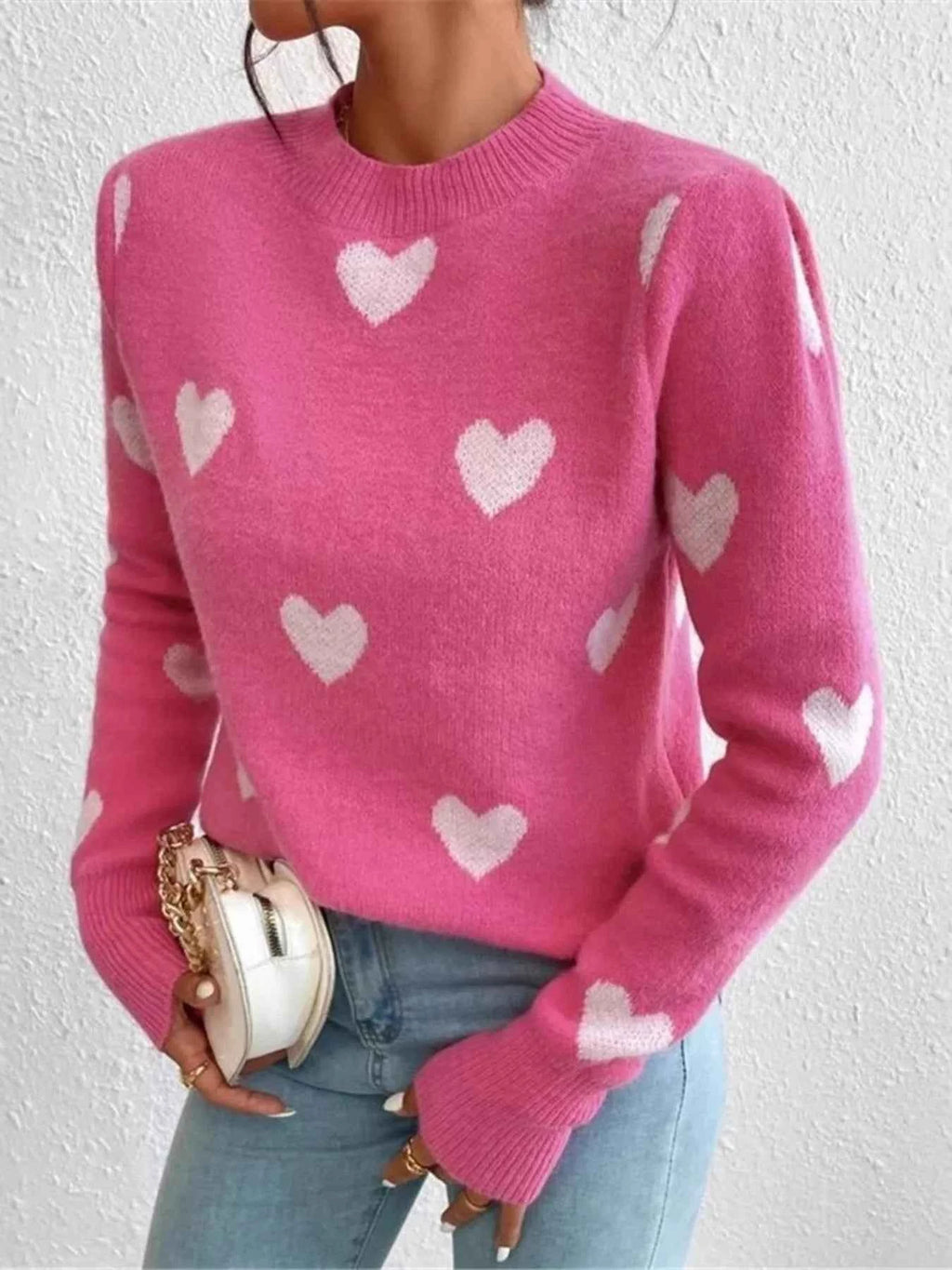 Heart Pattern Round Neck Sweater 1d9c65cf92a44818a391776cdaf1d3ba-Max-Origin