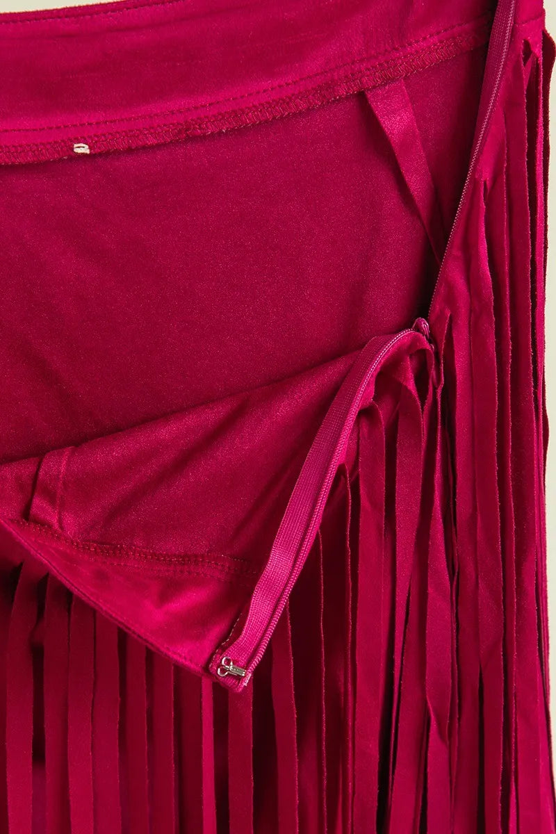 BiBi Fringe Detailed Suede Skirt 1d9ff37d1bab4603be06b4ef13fe495d-Max-Origin