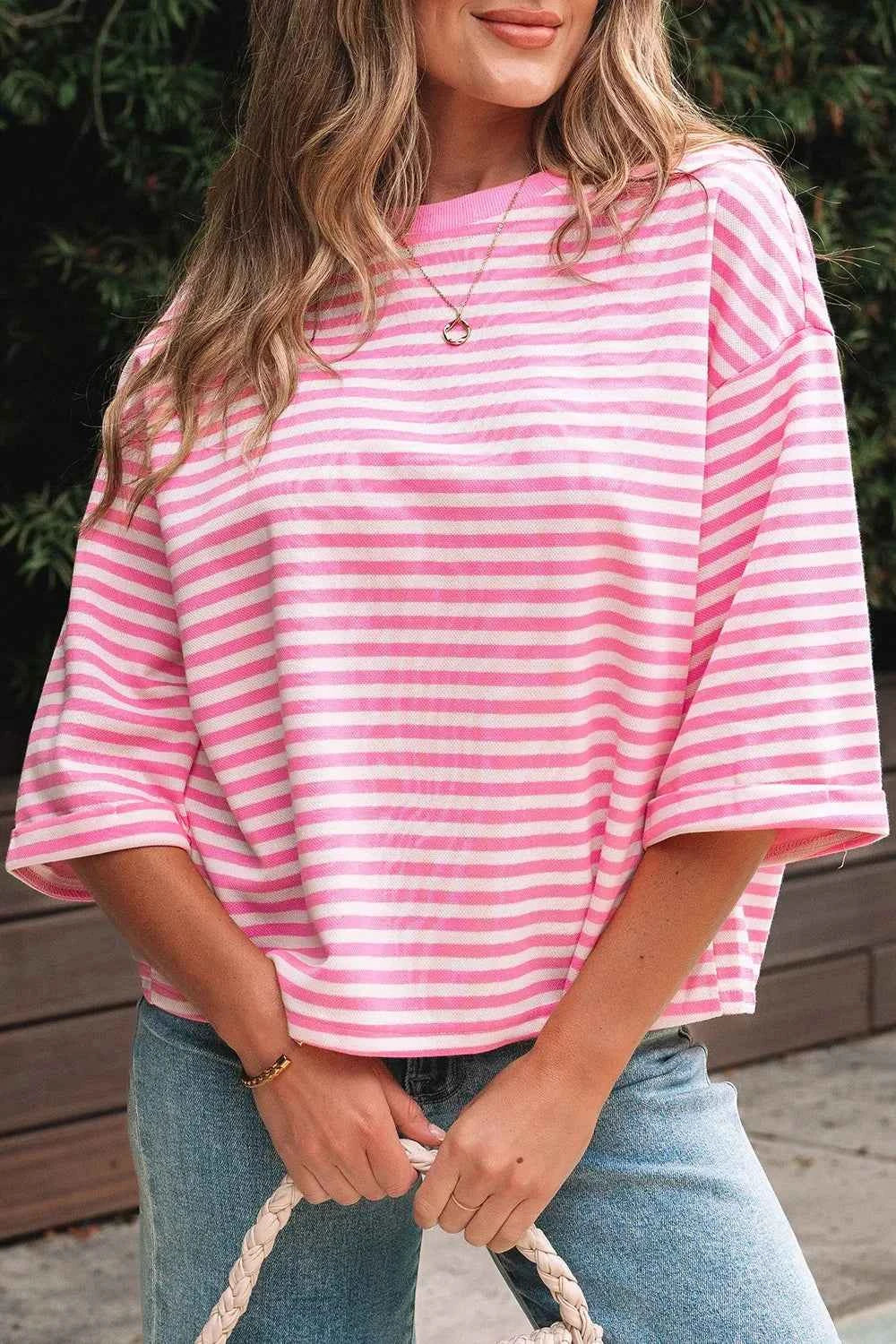 Striped Tie-Back Blouse with Cutout Detail 1dc6fde8-e97c-4cc8-8477-a38378c003eb-Max-Origin