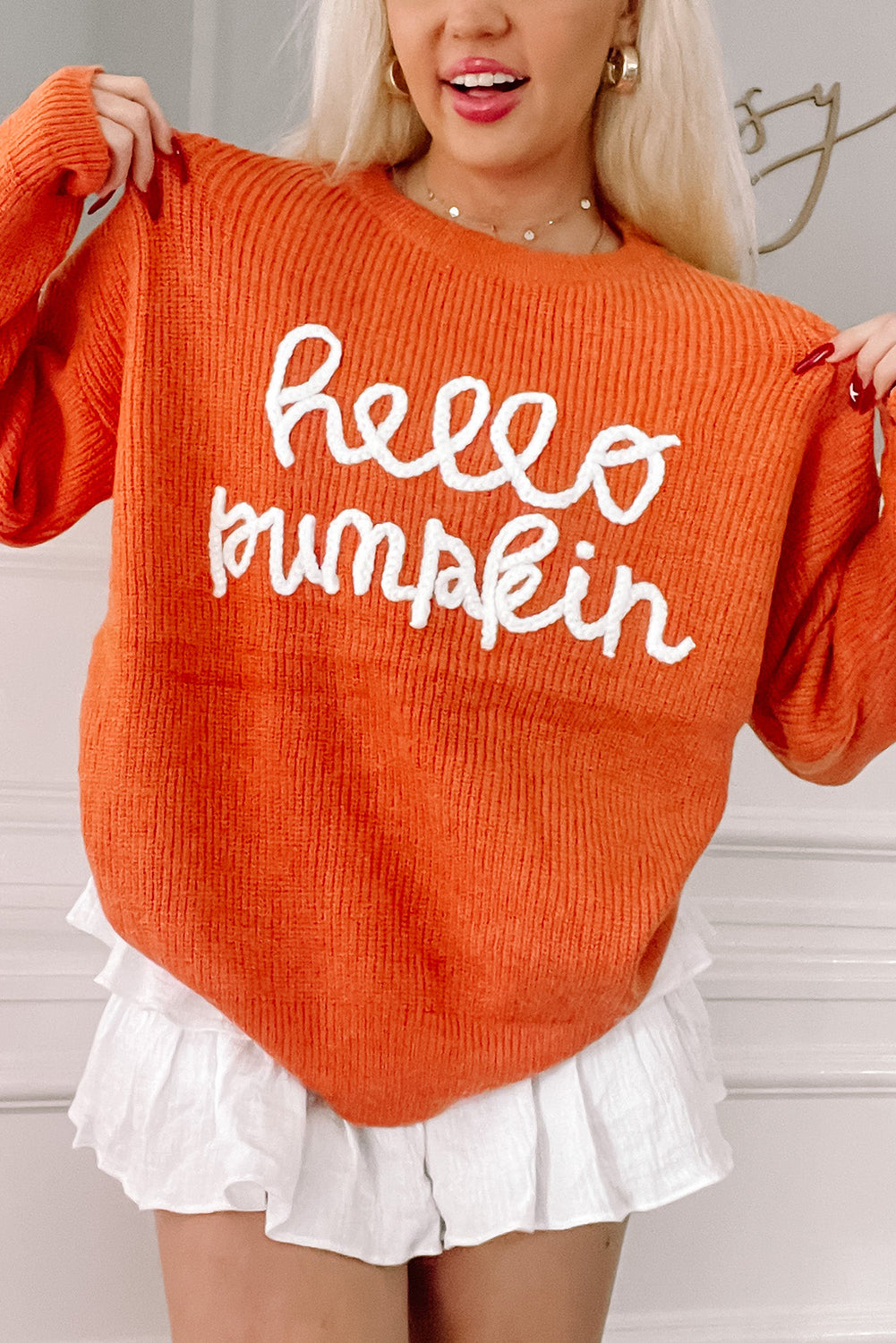 Flamingo Hello Pumpkin Graphic Sweater 1dc89bafcf3f1b7f