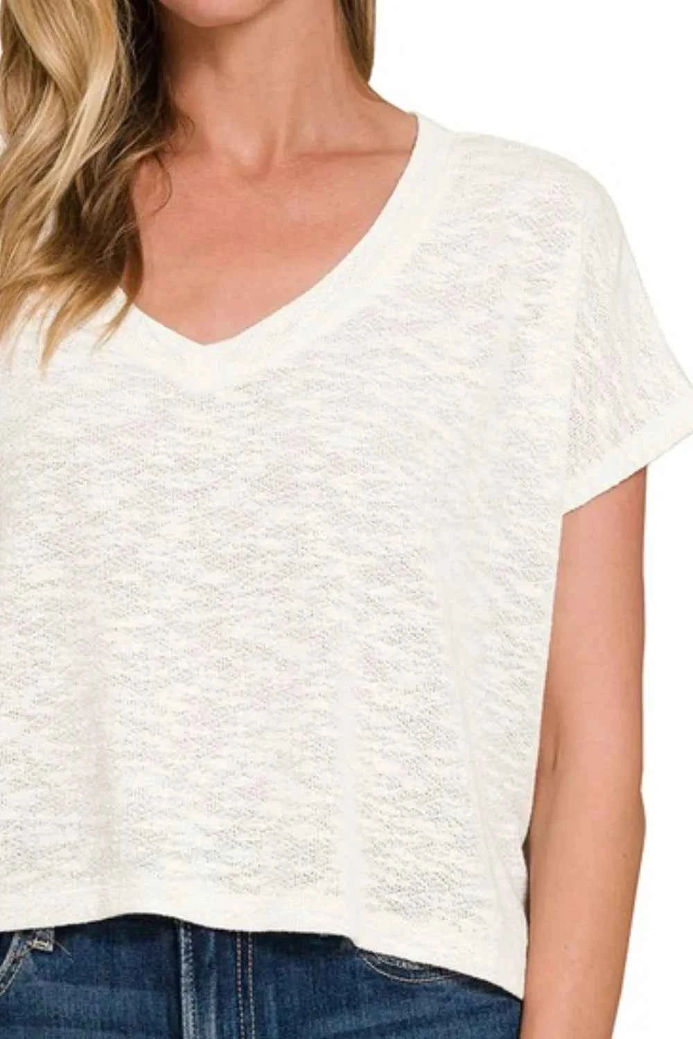 Zenana Hacci Slub V-neck Drop Shoulder Crop Top 1dd7d5ef-1265-4a27-b7b2-45706e1f3eb3-Max-Origin