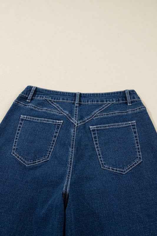 Denim Stitch High-Waist Cuff Jeans 1ddef93b-327c-4bb6-8b55-bdfb6f387d1b