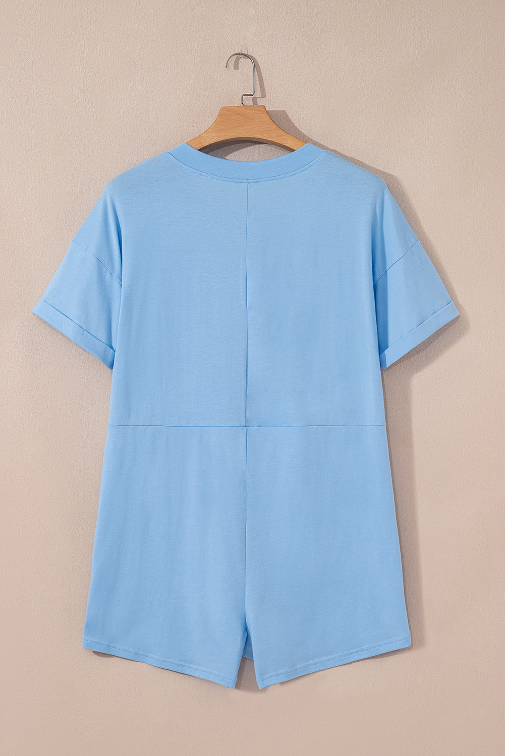 Bonbon Loose Half Sleeve V Neck Plain Romper 1e0a657be2f1edcc