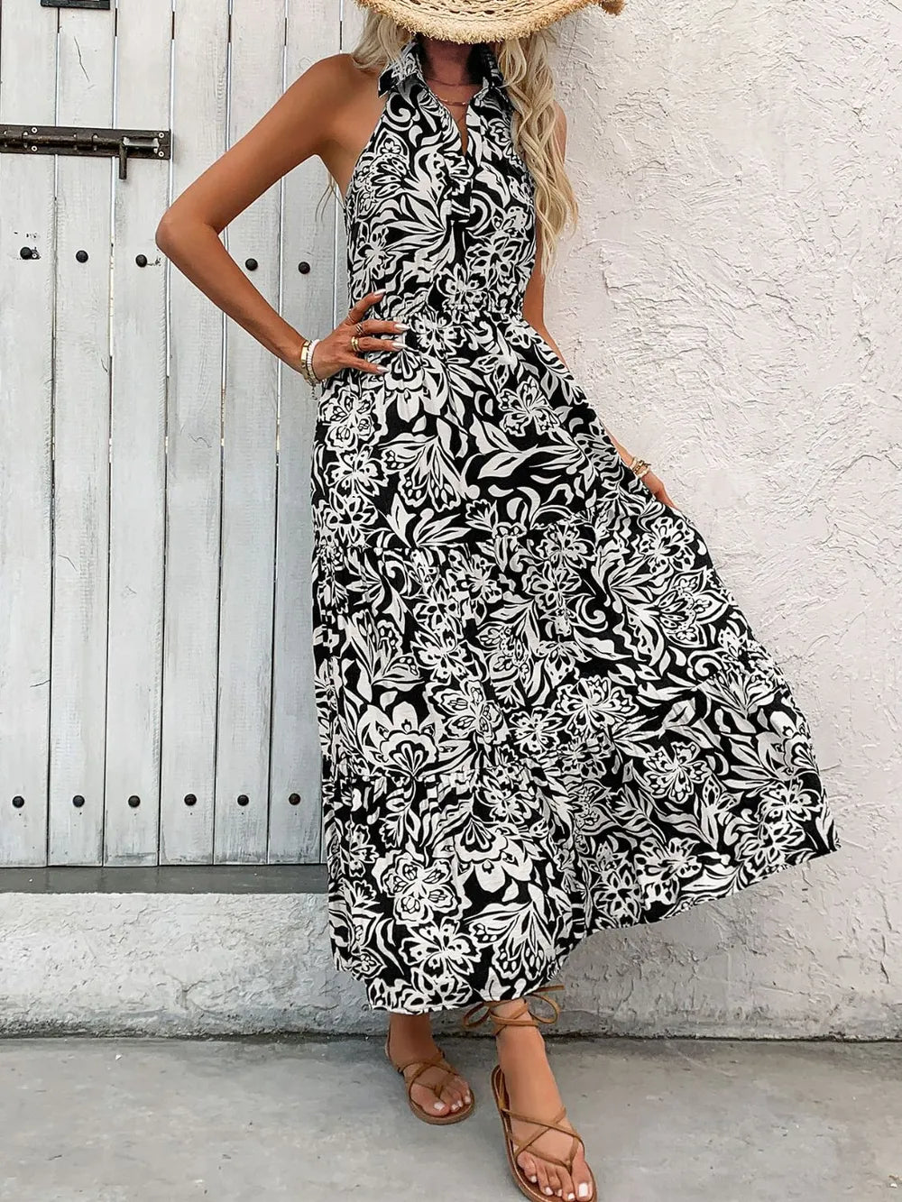 Perfee Backless Smocked Printed Sleeveless Midi Dress 1e34bc4f-fbe0-4177-8c52-ae73a0906821-Max