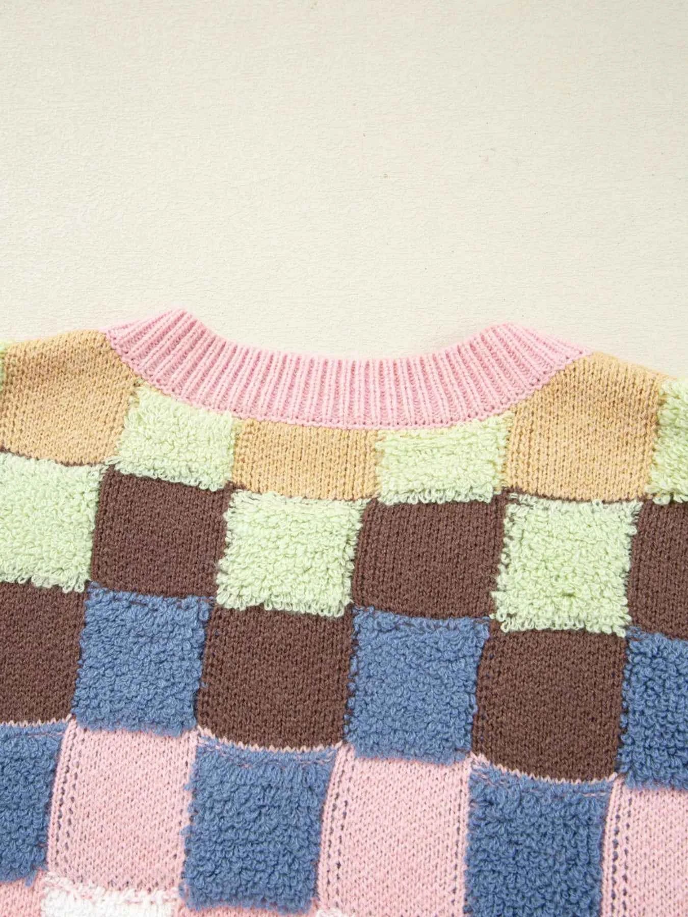 Checkered Pattern Button Front Cardigan 1e4aec8d42c244479b13618280b1e2bb-Max-Origin