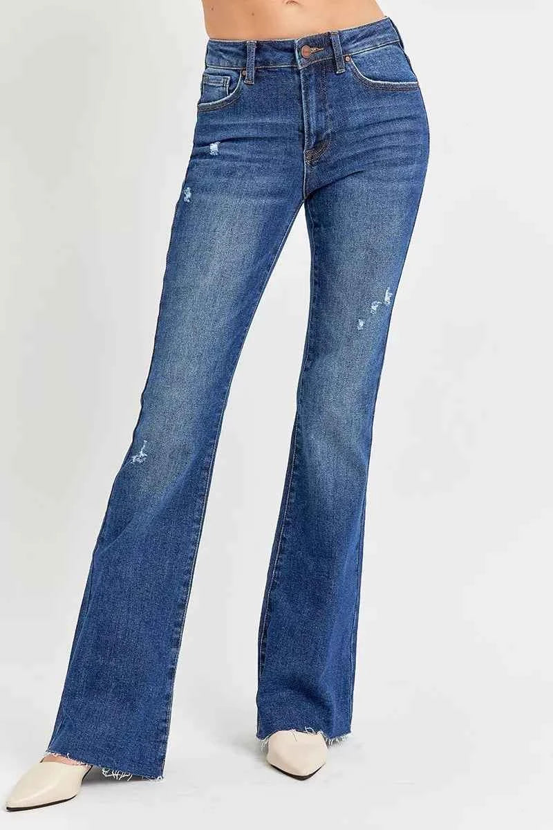 RISEN Full Size Distressed Mid Rise Flare Jeans Plus Size DARK 1e5f8e87e493434695a73a0b957c10cc-Max-Origin