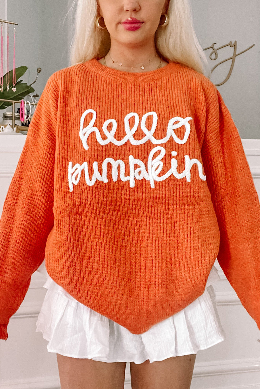 Flamingo Hello Pumpkin Graphic Sweater 1e634471b0ba8ff3