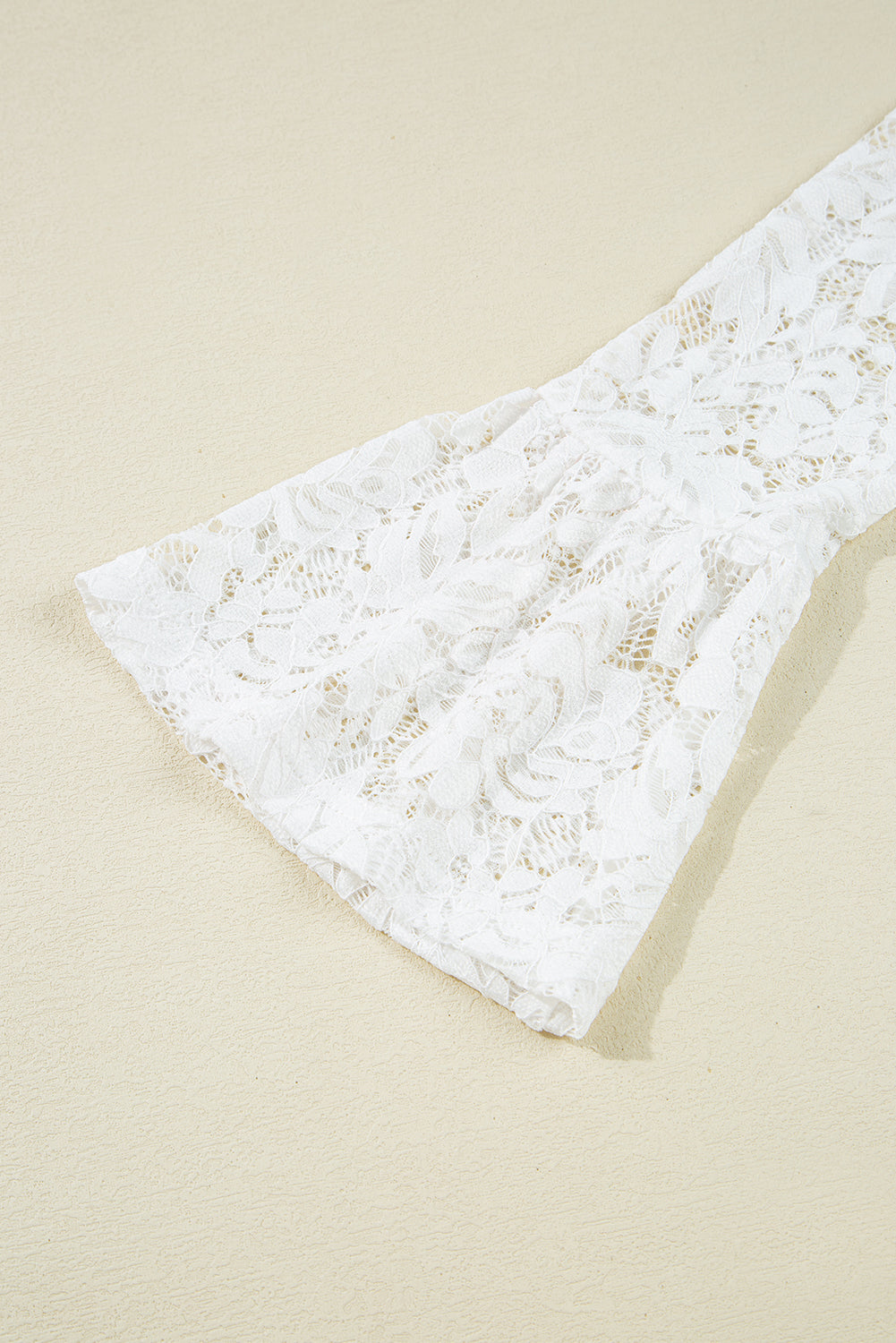 White Lace Crochet Bell Sleeve Mock Neck Blouse 1e8b8b39695904a5