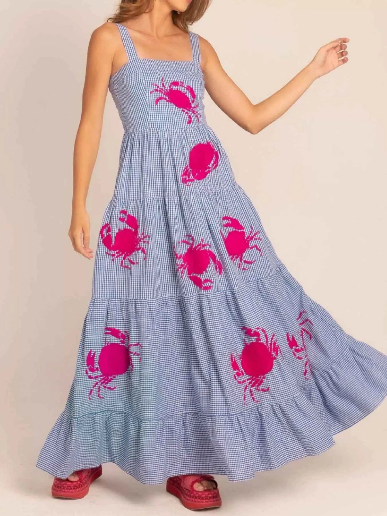 Embroidered Square Neck Tiered Maxi Cami Dress Blue Check 1ecfd9ee-9619-48b0-abd9-7c1aa84e4373-Max-Origin