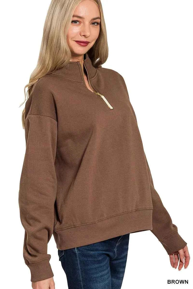 Zenana Fleece Half Zip Sweatshirt 1f061a0e930a4dbf872d7879db7942a6-Max-Origin