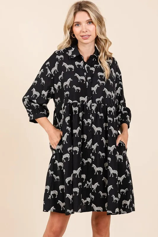 Mittoshop Zebra Print Button Down Shirt Mini Dress 1f327740-6bf3-425c-94eb-fa2041fb555c-Max