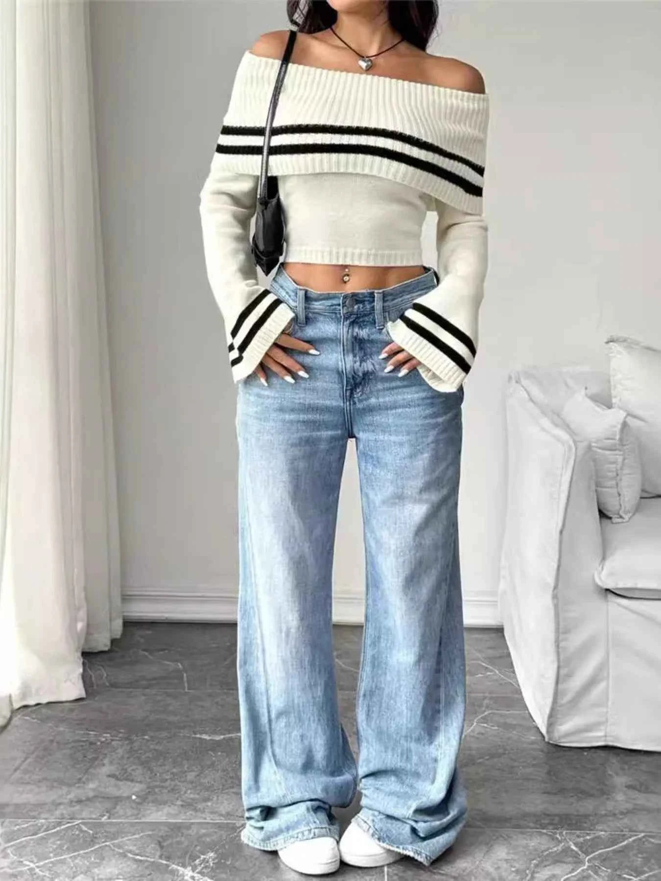 Ribbed Off-Shoulder Striped Knit Top 1f46ecc678494defb6856b4e8cb6df0a-Max-Origin