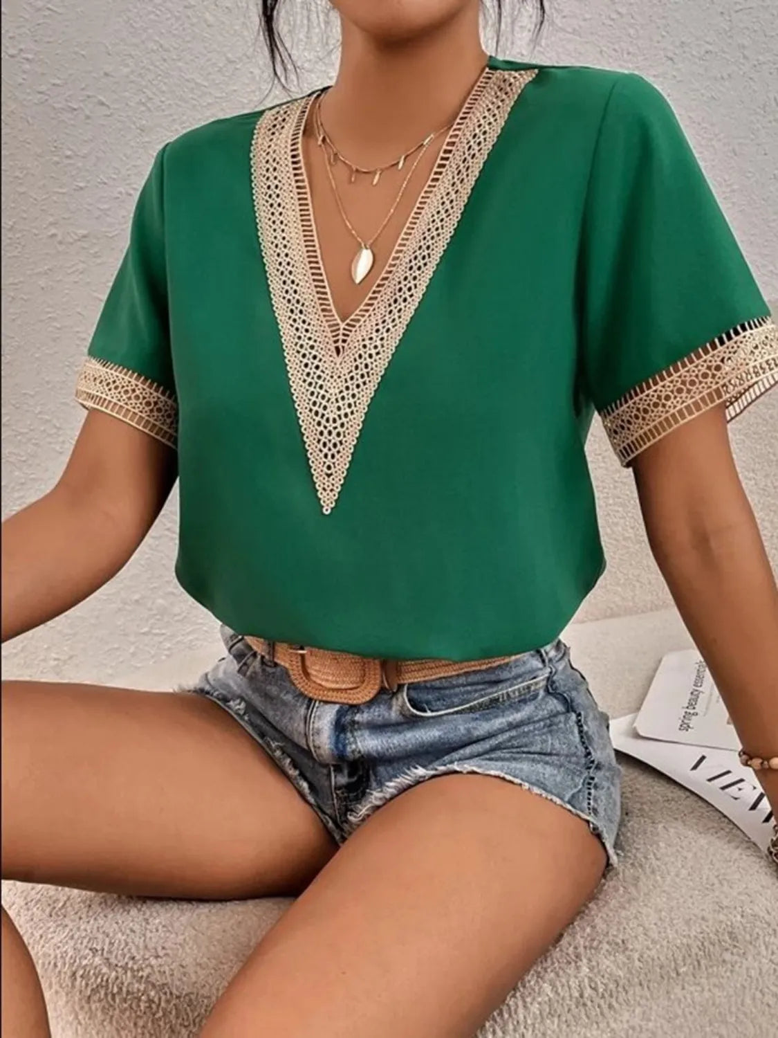 Full Size V-Neck Short Sleeve Blouse Plus Size 1fa65351-e638-42ab-aa8b-f0275b43068e-Max-Origin