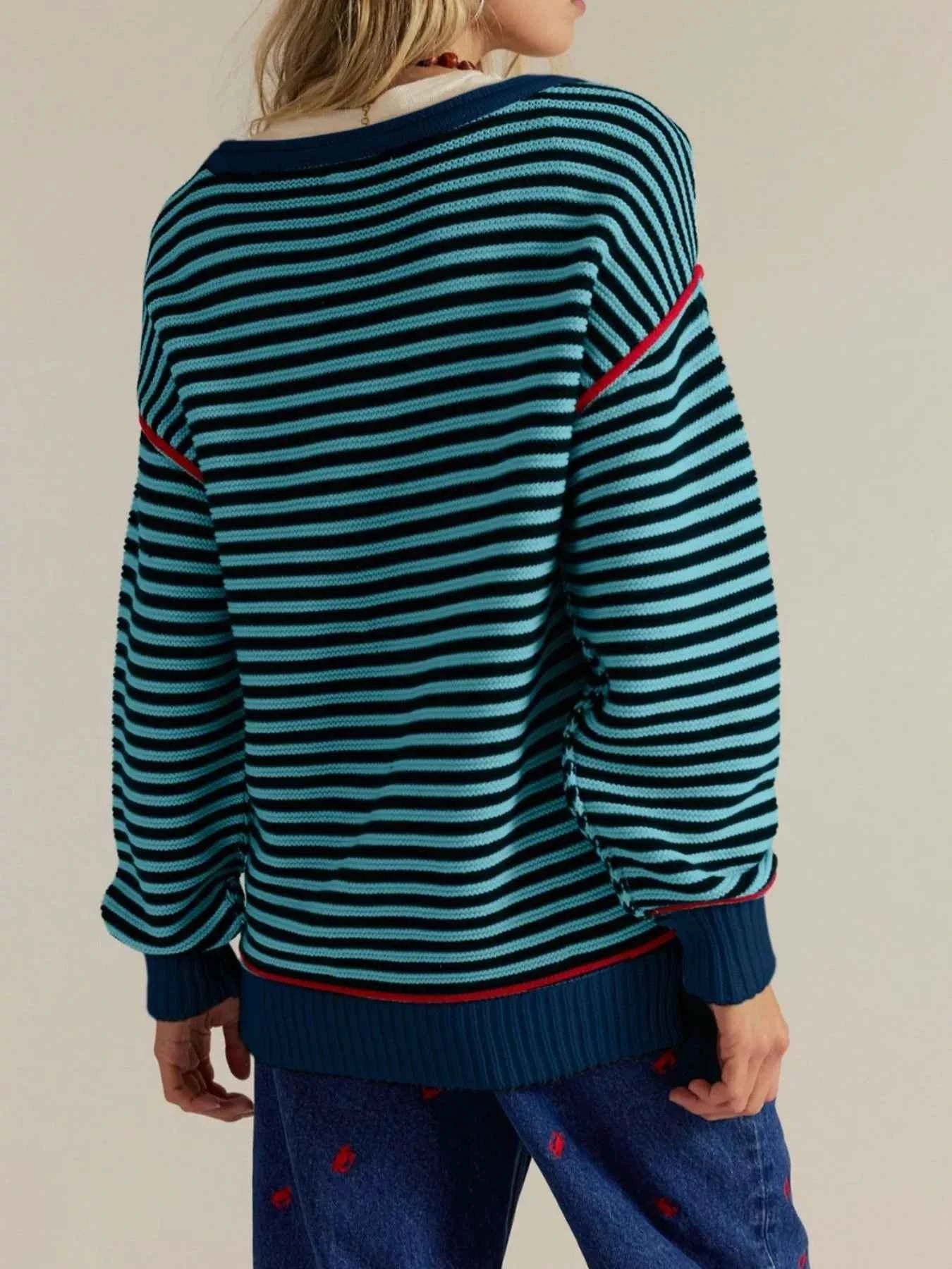 Striped Round Neck Long Sleeve Sweater 1fdf9b7e-ec49-422f-a554-66ccc9a496c5-Max-Origin