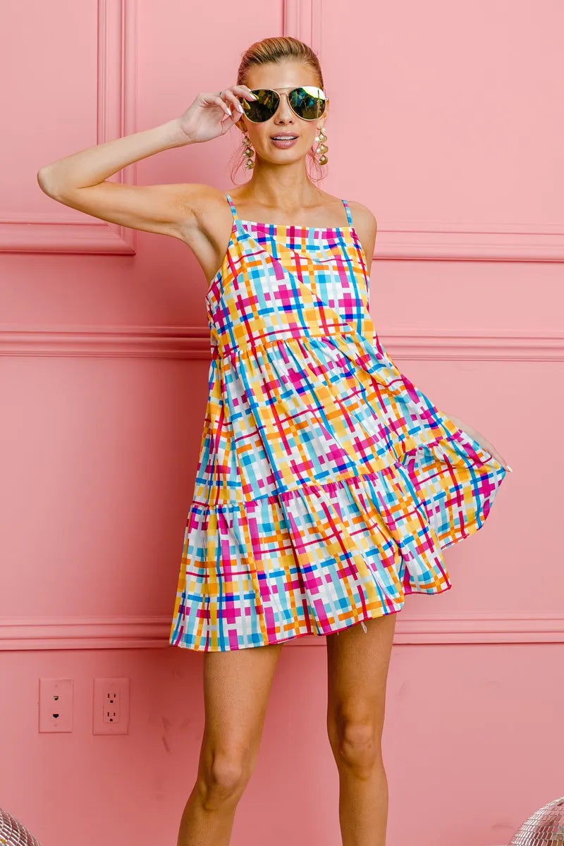 BiBi Multi Colors Plaid Sleeveless Sun Dress 1fe5353567784e0ab68576e80ae72677-Max-Origin