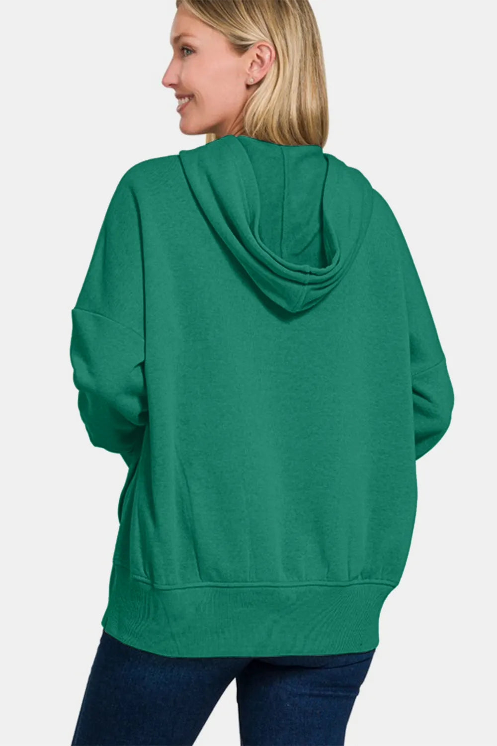 Zenana Half Snap Long Sleeve Hoodie with Kangaroo Pocket 1feb8a75-0604-4ea3-913f-e520faf4bcad-Max