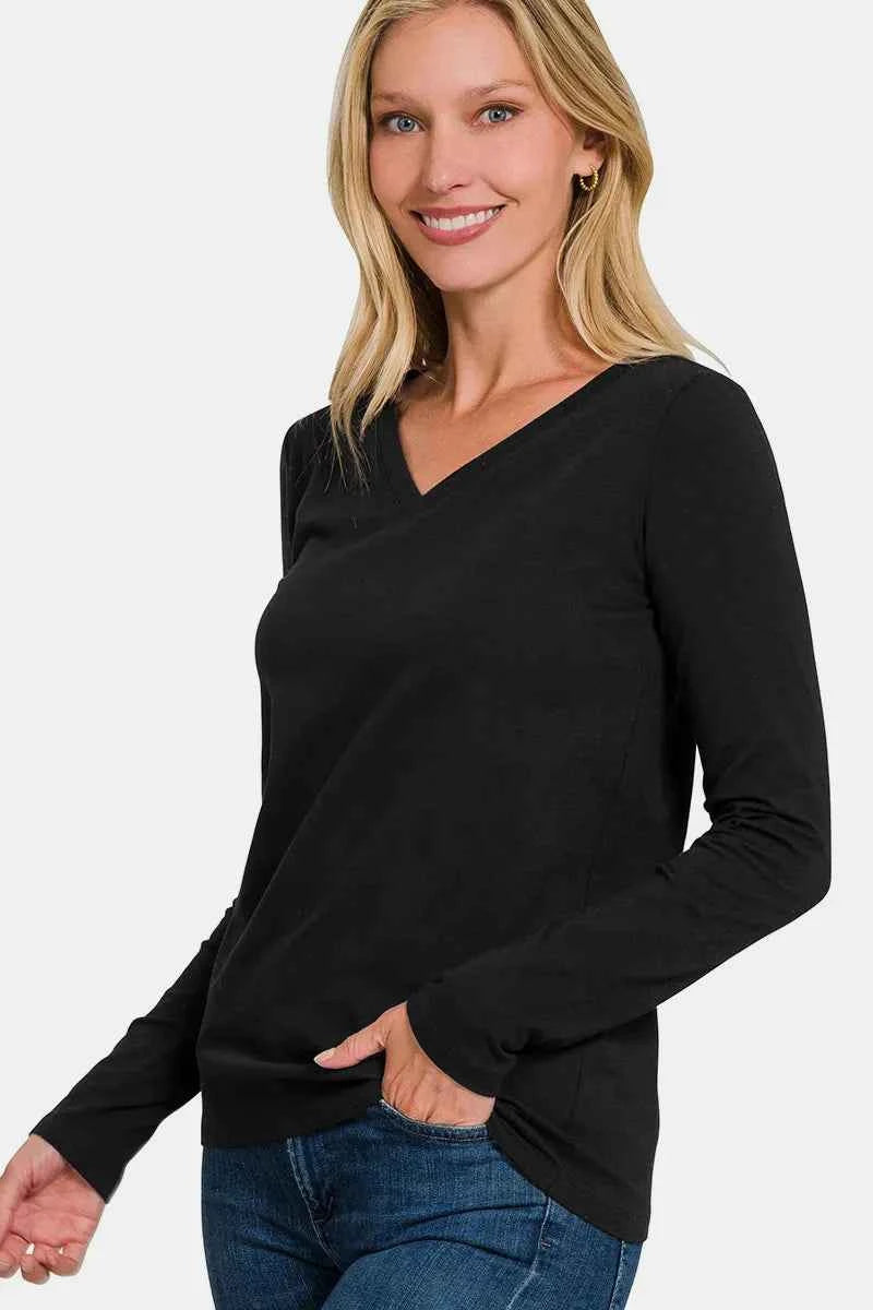 Zenana Full Size V-Neck Long Sleeve T-Shirt 1ff03f37-6085-4366-a12c-dcb74bacaa5f-Max