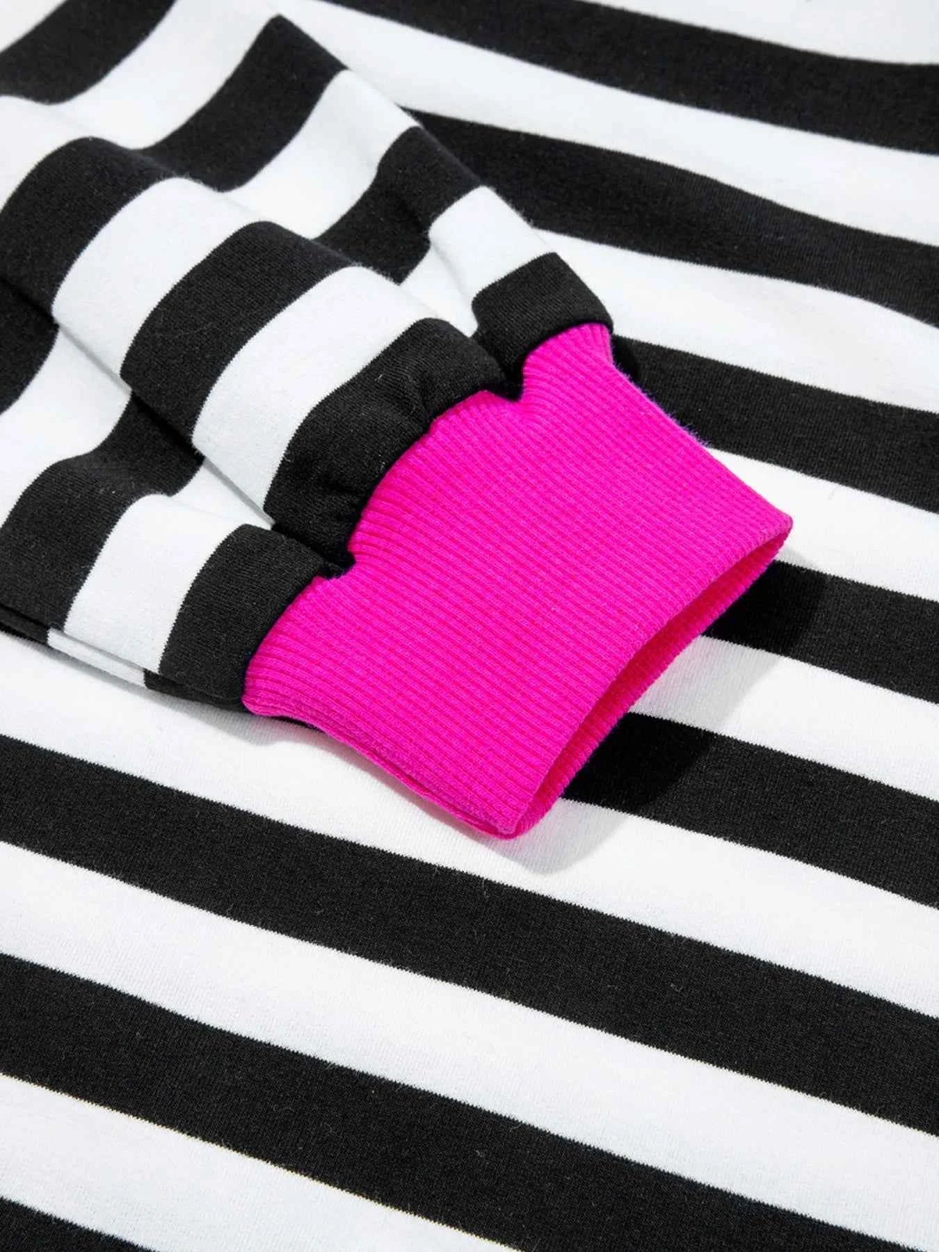 Stripe Contrast Ribbed Banding Long Sleeve Blouse and Loose Shorts Set 202f71a2-8320-4ee3-b72c-8a51bdc1edef-Max-Origin