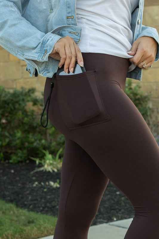 The Brady FULL LENGTH  Brown Solid Leggings R3