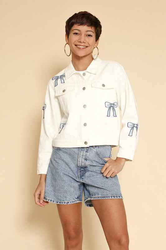 Embroidered bow denim jacket 20666374_ad1873f7-934a-413a-b3da-f2c0444670e6