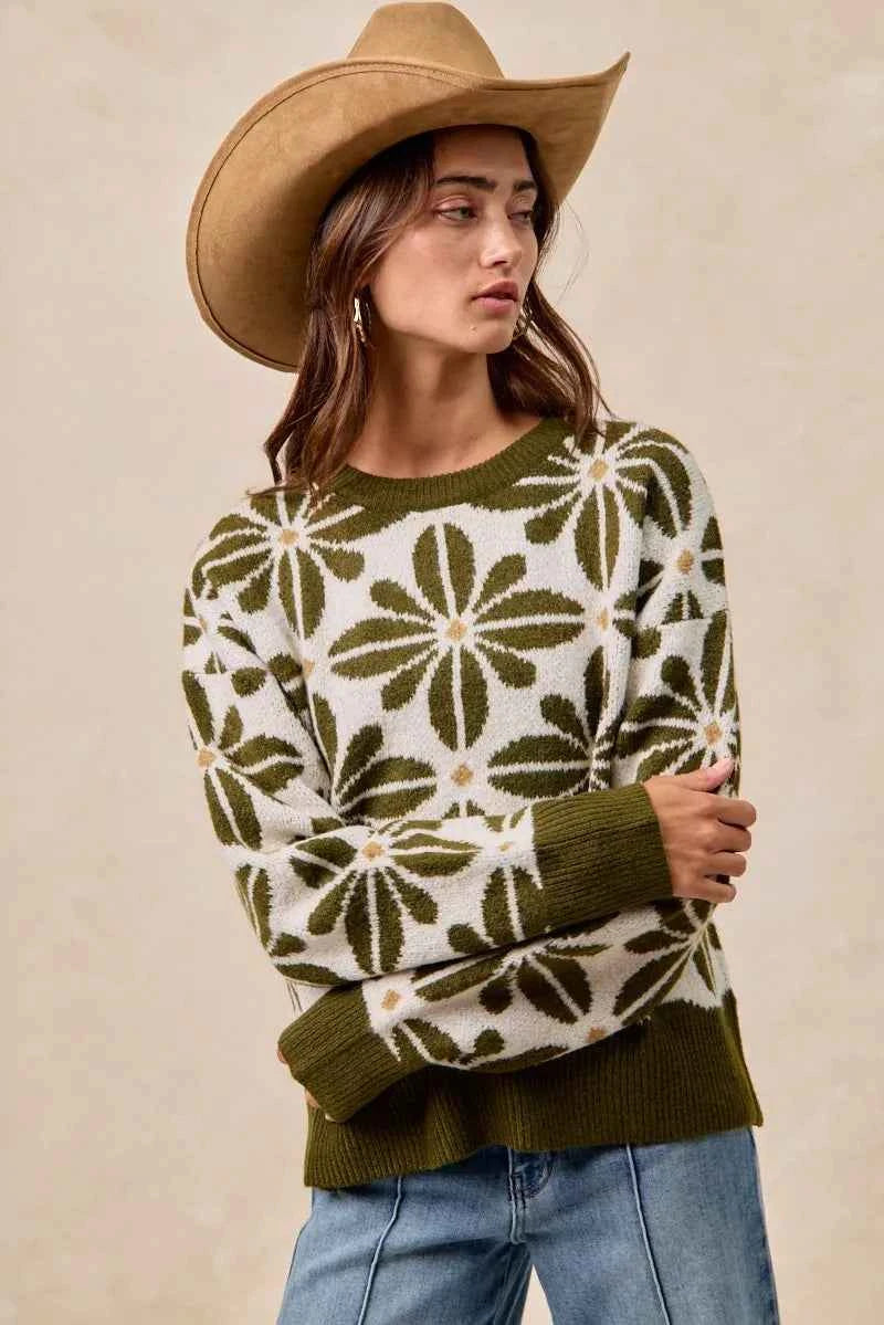 BiBi Flower Pattern Long Sleeve Sweater 206de0ae26b74c31b553add67154b9e3-Max-Origin