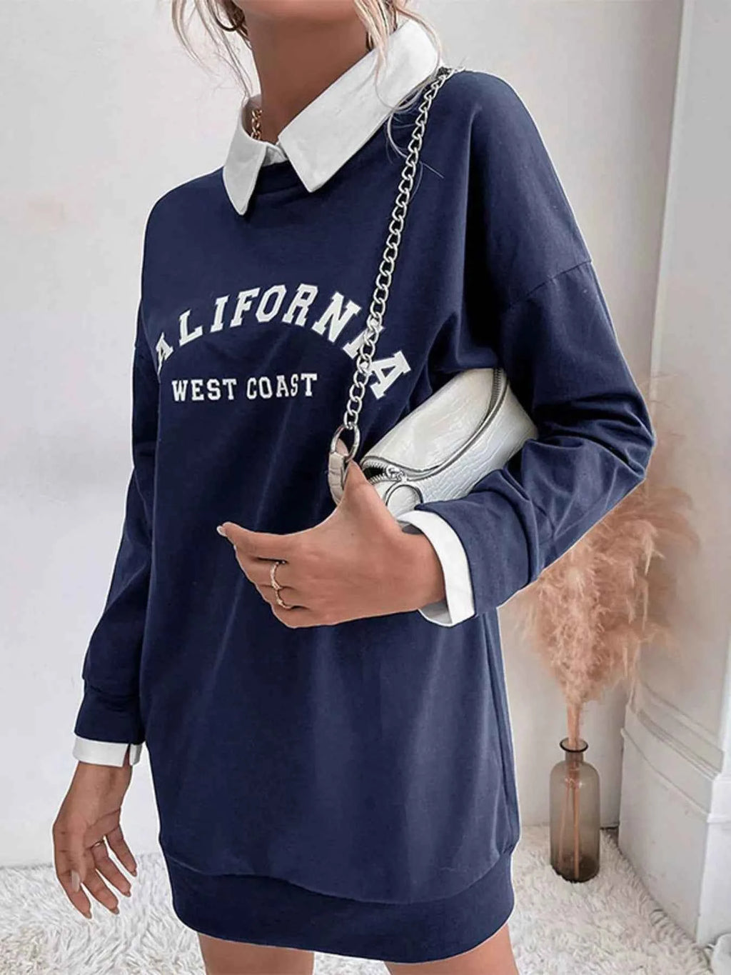 Letter Long Sleeve Sweatshirt Dress Navy Blue 20cbd4ec-b9c7-4cbf-ba1e-70ecb18e1c28-Max-Origin