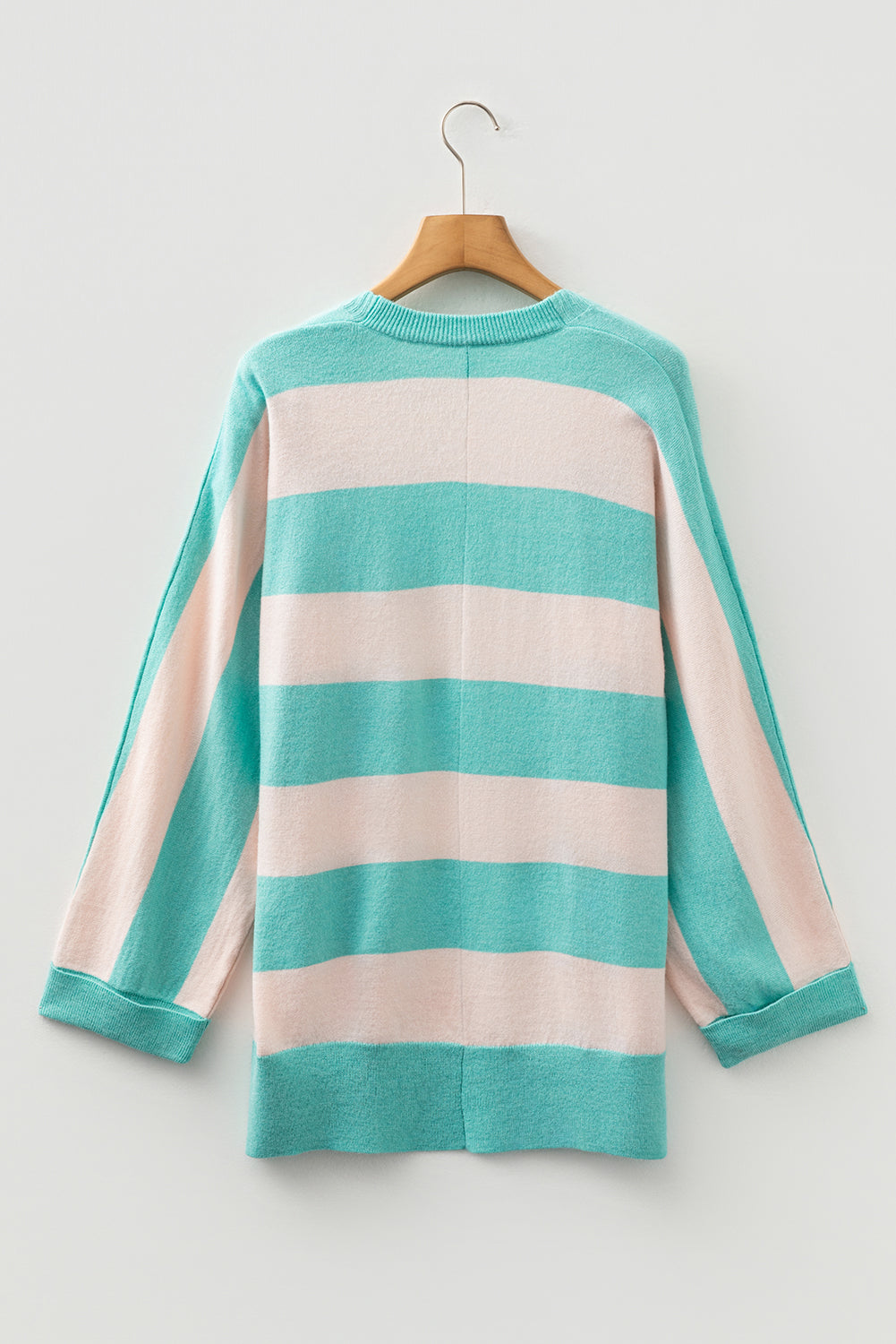 Iceland Blue Colorblock Knit Open Front Short Casual Cardigan 20dbe1565bbfd85b