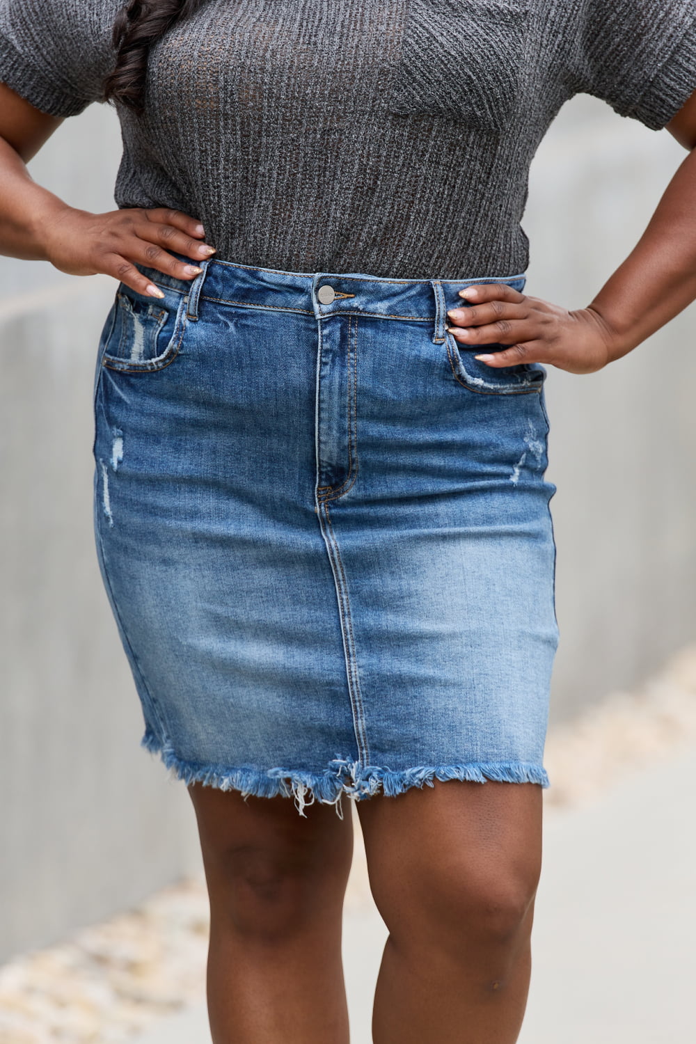 RISEN Amelia Full Size Denim Mini Skirt 20f0b61a92284501a3fcab2bb7c6107e-Max