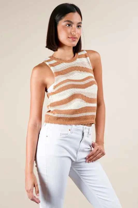 VERY J Multi Color Stripe Knit Crop Tank 210884496332429299c326e109d085ab-Max-Origin