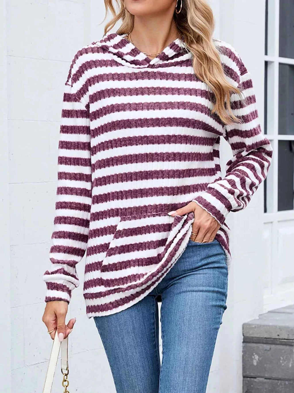 Striped Dropped Shoulder Hoodie 212e9964-9925-4de5-a5cb-3c7b7d79ca88-Max-Origin