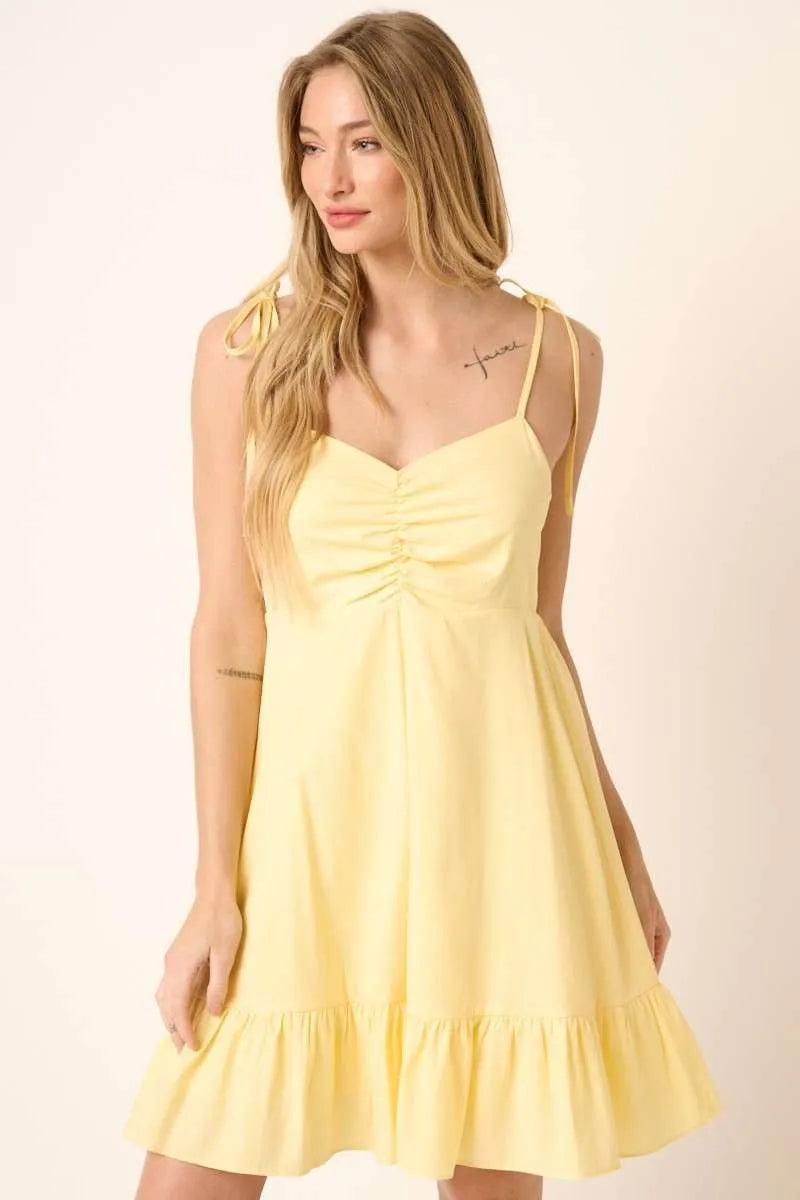 Mittoshop Ruched Detail Spaghetti Tie Mini Dress YELLOW 217768846c26407fbadeb71816389395-Max-Origin