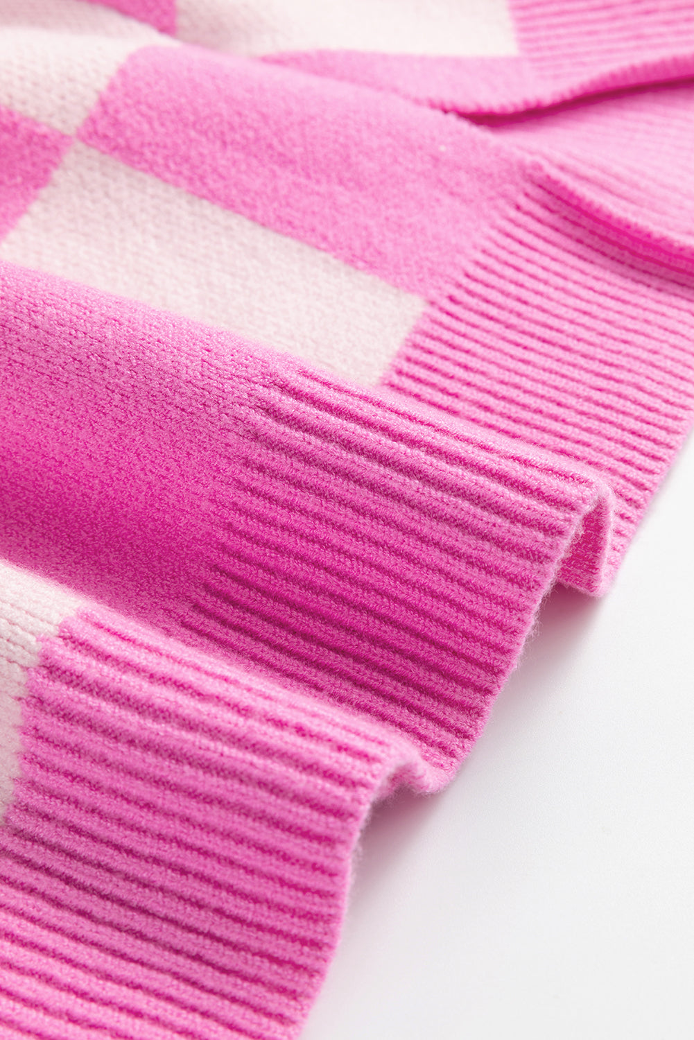 Pink Checkered Button Collared Sweater 217e64aa4597fc3e